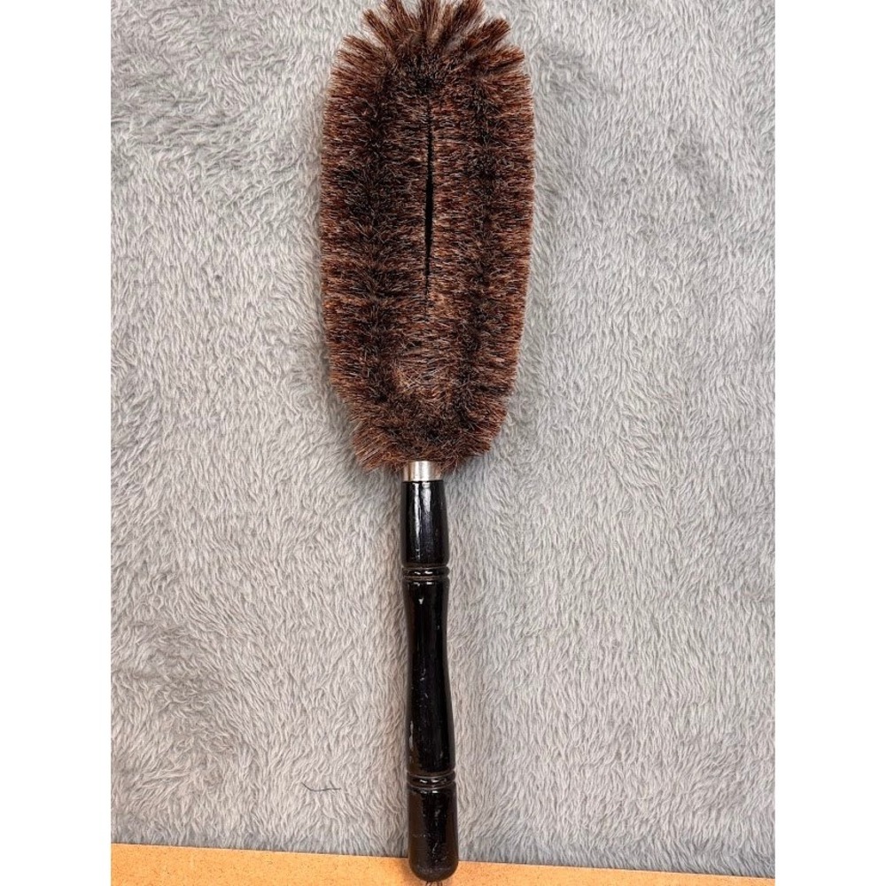 Vintage Radiator Brush Natural Bristle Black Wood Handle Cleaning Tool 14.5 Inch